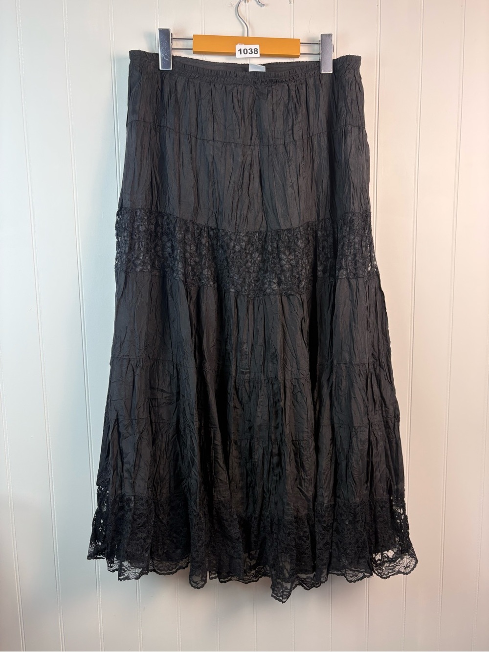 Jessica Black Lace Boho Maxi Skirt Cottagecore Festival Goth M